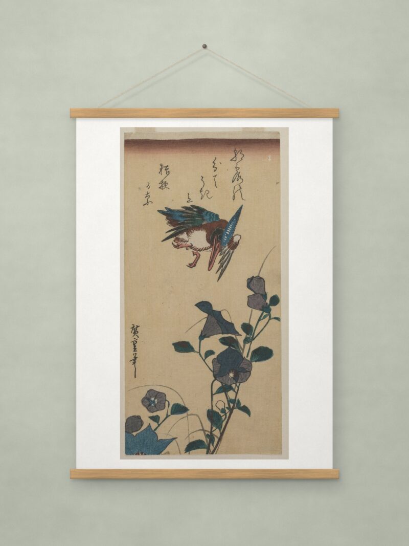 Kingfisher and Chinese Bellflowers