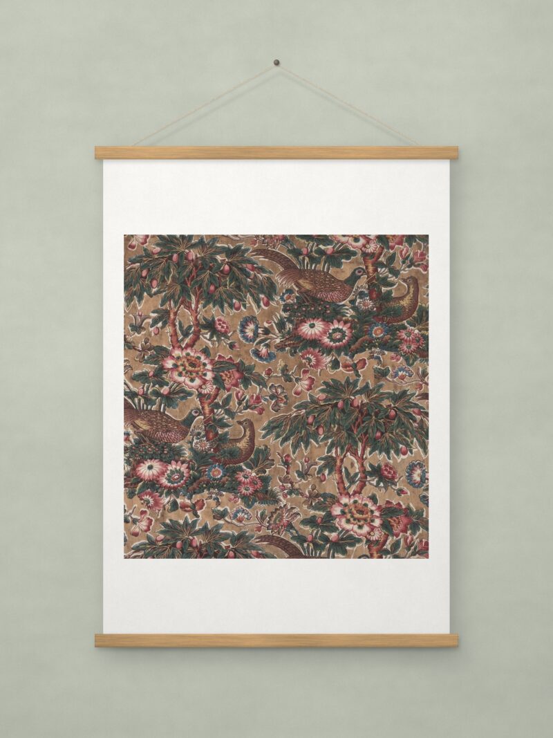 Glazed Chintz with Pheasant and Flower Design