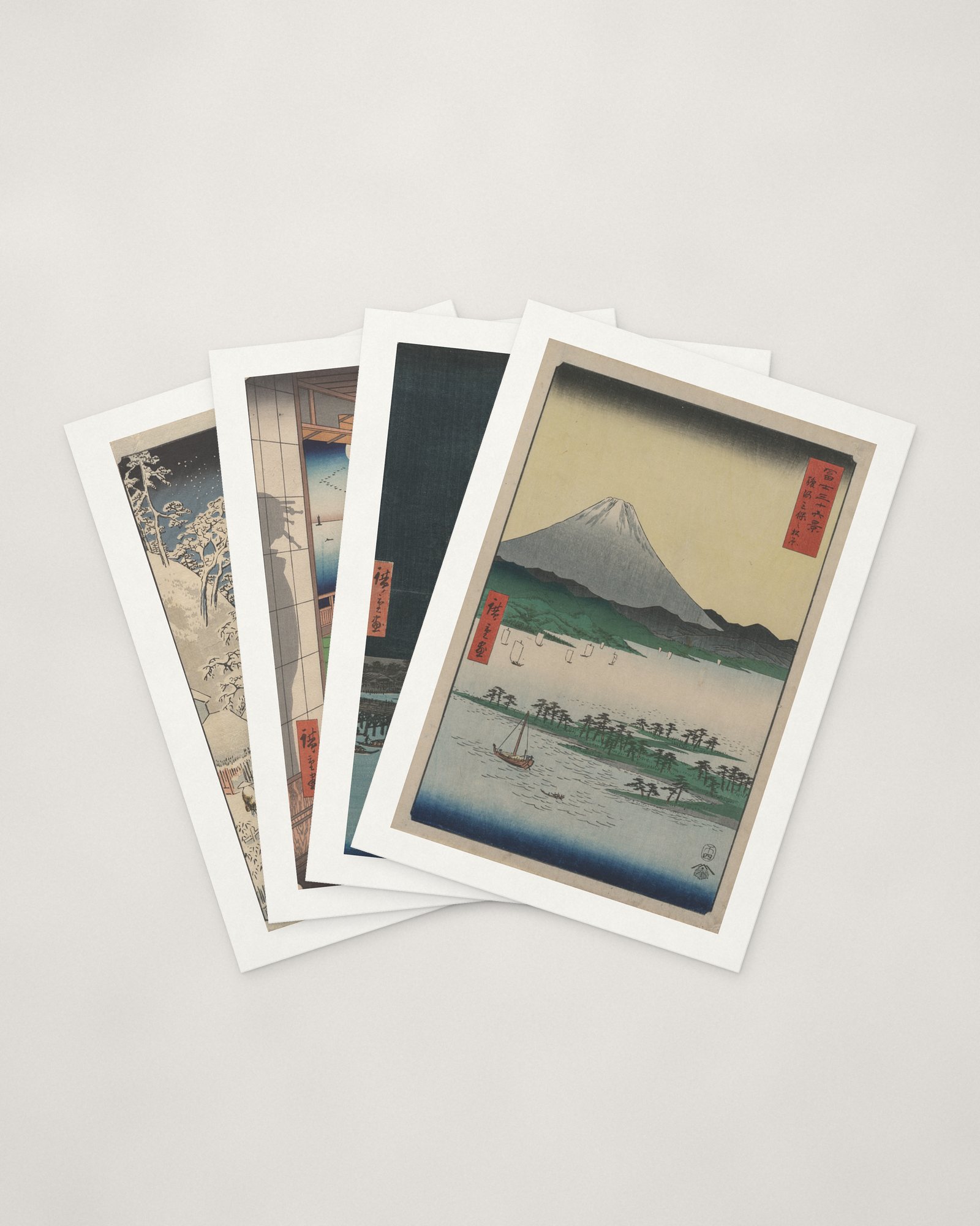 Hiroshige Cards — four cards fanned
