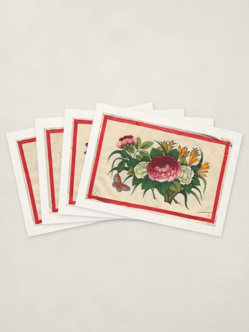 Flowers & Butterflies Cards — four cards fanned