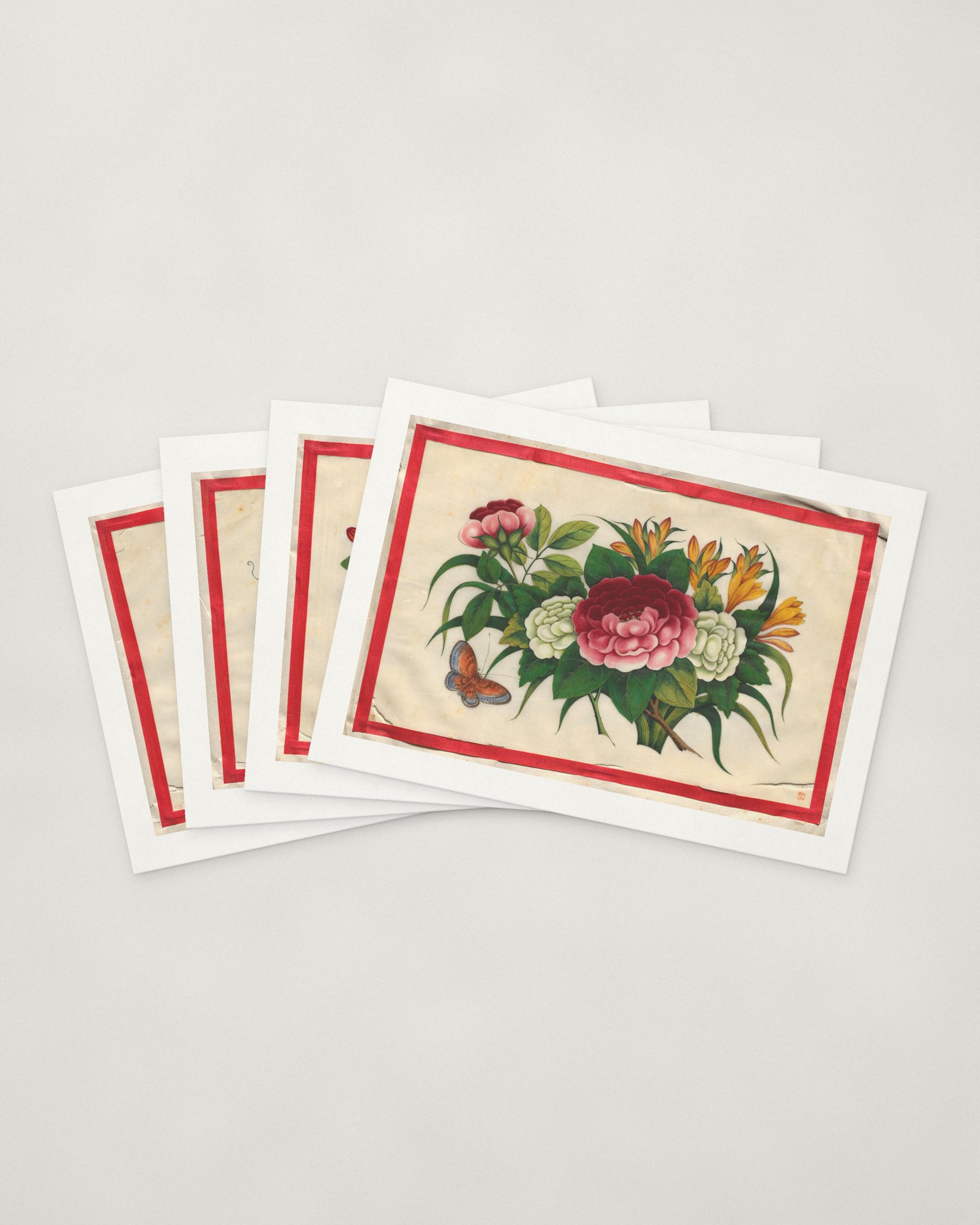 Flowers & Butterflies Cards — four cards fanned