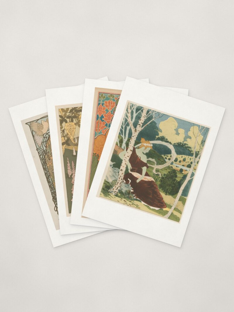 Art Nouveau Cards — four cards fanned